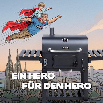 TAINO HERO XL Smoker Holzkohlegrill mit Temperaturanzeige