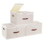 TYEERS Stoffbox mit Fächern – Beige 3er-Set 55x33x30 cm. Rechteckige Stoffbox mit integrierten Fächern zur organisierten Aufbewahrung von Textilien.