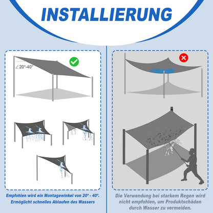 Sunnylaxx Sonnensegel 4x4 m Quadrat wasserdicht Creme 95% UV-Schutz