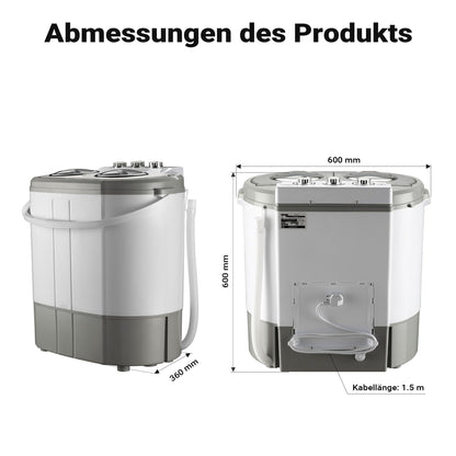 Wiltec Mini-Waschmaschine 3kg – Camping mit Schleuder