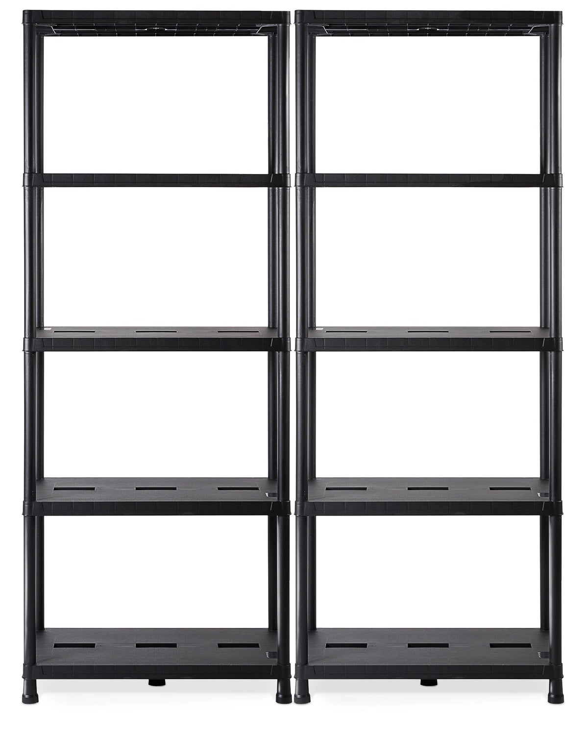 Ondis24 Schwerlastregal Kunststoff, 2er Set, 5 Böden, 180 kg belastbar – schwarzes Steckregal