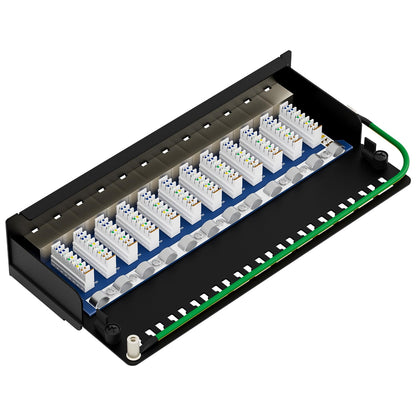 FGB CAT 7 Patchpanel 12-Port RJ45 geschirmt, Tisch-/Wandmontage