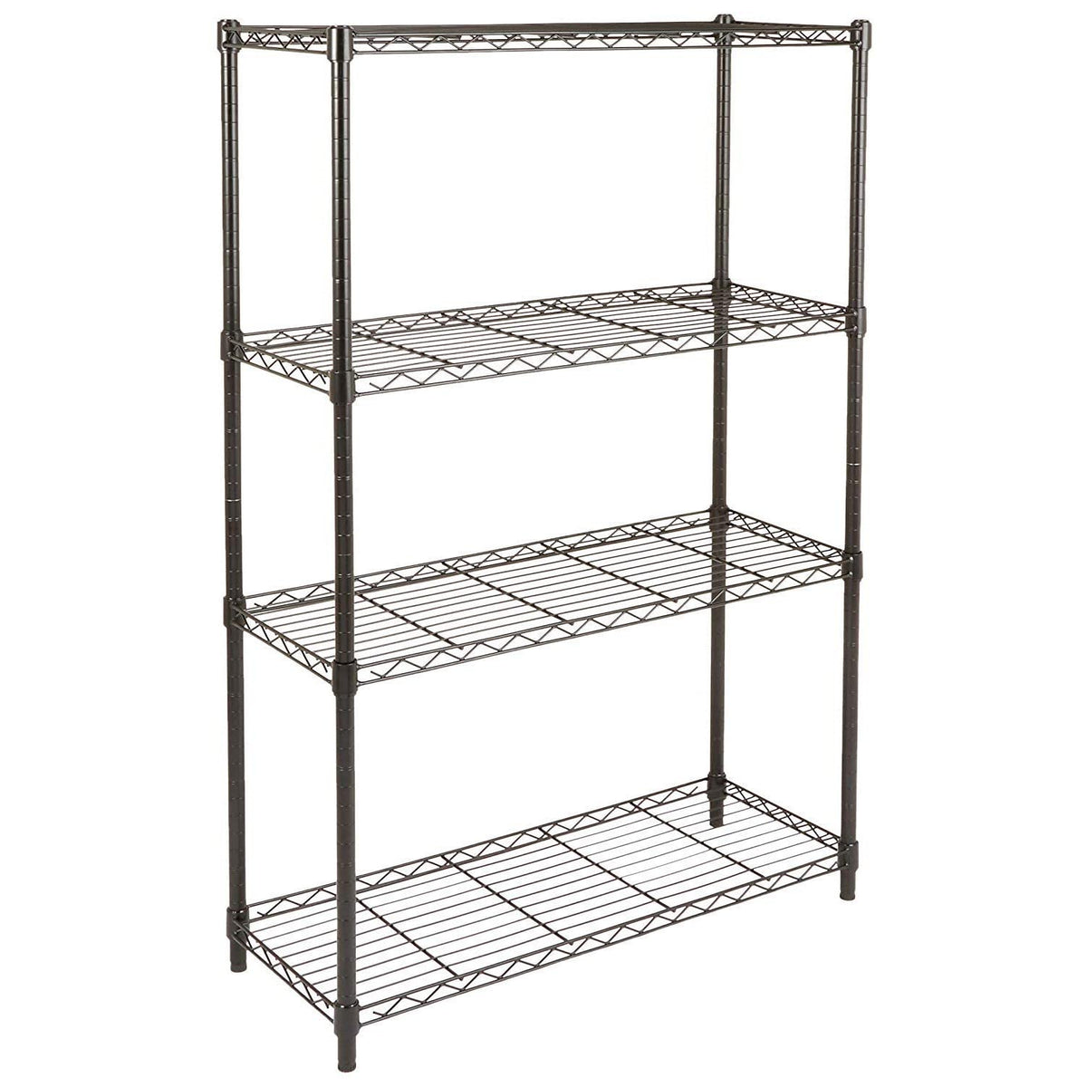 Amazon Basics Standregal, 4 Einlegeböden, höhenverstellbar, Schwarz, aus beschichtetem Stahl