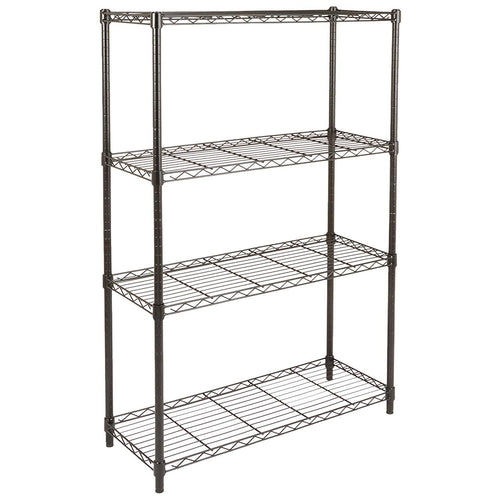 Amazon Basics Standregal, 4 Einlegeböden, höhenverstellbar, Schwarz, aus beschichtetem Stahl
