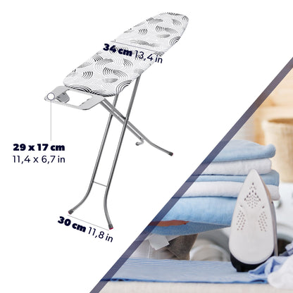 KADAX Bügelbrett klappbar mit Bügeleisenablage, 114 x 34 cm, Grau