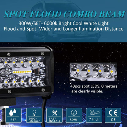 Kraumi LED Arbeitsscheinwerfer 7 Zoll 240W Zusatzscheinwerfer 2 Stück