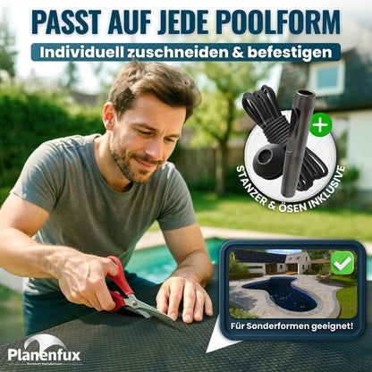 Planenfux Solarplane Pool rund 488 cm inkl. Befestigung, 120 µm