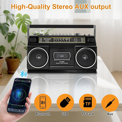 CTDZLED BT-555 Kassettenspieler mit Bluetooth, Radio und USB