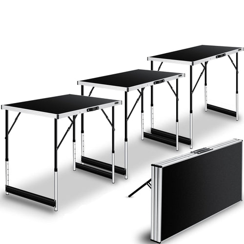 KESSER Multifunktionstisch Profi 3-teilig – Klapptisch höhenverstellbar. Rechteckige, dunkle Platte mit Gestell. Flexible Arbeitsfläche.