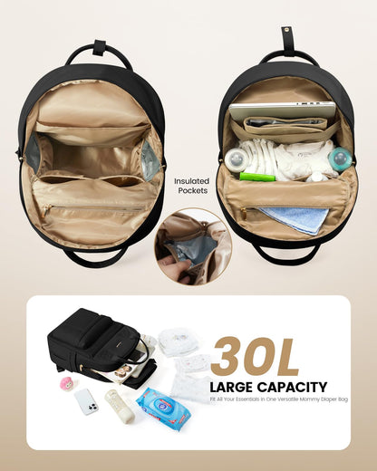 LOVEVOOK Wickelrucksack mit Wickelunterlage, Schwarz