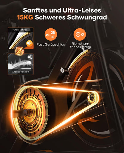 Toputure Heimtrainer Fahrrad TEB3, Ergometer mit 15 kg Schwungrad