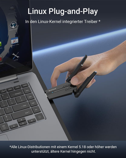 BrosTrend AXE3000 WiFi 6E Linux USB WLAN Adapter Tri-Band