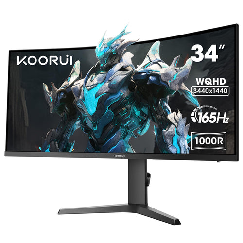 KOORUI 34E6UC 34 Zoll Ultrawide Curved Gaming Monitor 165Hz, schwarz. Für immersives Gaming mit hoher Bildwiederholfrequenz.