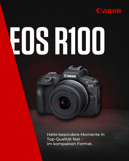 Canon EOS R100 spiegellose Systemkamera RF-S 18-45mm IS STM, schwarz