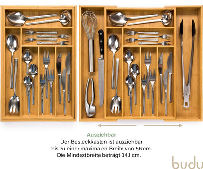 budu Besteckkasten #50 aus Bambus, ausziehbar, Tiefe 50 cm
