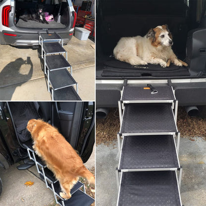 Bounabay Hundetreppe Auto - 4 Stufen Klappbar Aluminium