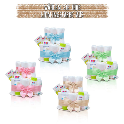 MilaBoo Windeltorte Mädchen rosa, 2-stöckig, Geschenk zur Geburt