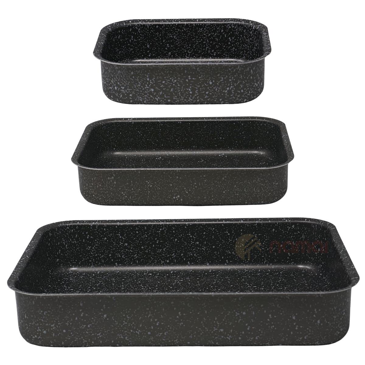 NAMAI Auflaufform Set 3-teilig, Aluminium, antihaftbeschichtet – drei rechteckige Backformen