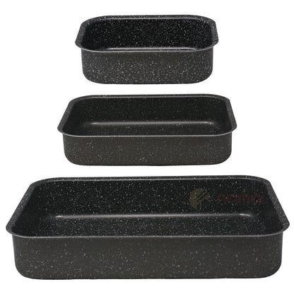 NAMAI Auflaufform Set 3-teilig, Aluminium, antihaftbeschichtet – drei rechteckige Backformen