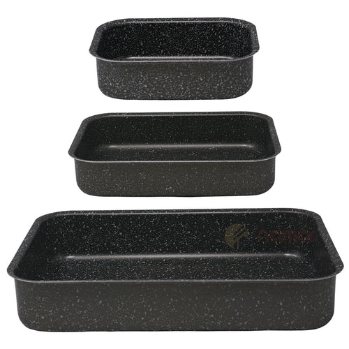 NAMAI Auflaufform Set 3-teilig, Aluminium, antihaftbeschichtet – drei rechteckige Backformen
