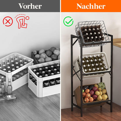 Lifewit Getränkekistenregal Metall für 3 Kisten, 450 kg, schwarz