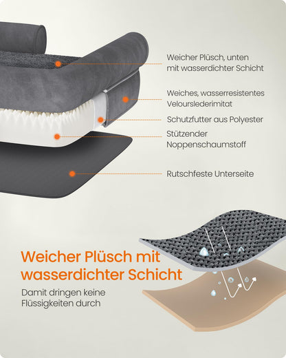 Feandrea Orthopädisches Hundebett PGW068G01V1 Dunkelgrau 112x86 cm