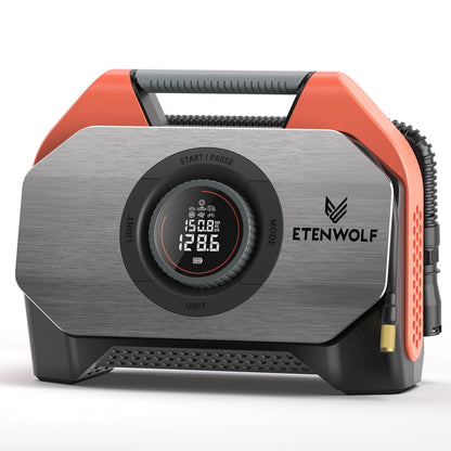 ETENWOLF Vortex S6 Elektrische Luftpumpe Akku 19200 mAh 11 Bar mit LED-Licht für Auto und Velo
