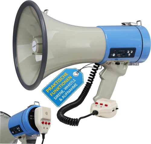 McGrey MP-800HRS Megaphon. Kegelförmig, grau-blau. Verstärkt Sprache für Durchsagen an große Gruppen.