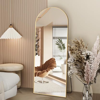 NEUWEABY Ganzkörperspiegel Bogen 162x53 cm mit Ständer, Gold, gewölbter Aluminiumrahmen