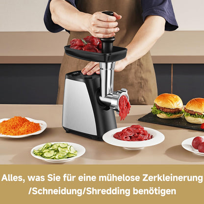AAOBOSI Fleischwolf elektrisch 4-in-1, 2800 W, Edelstahl, MGC04