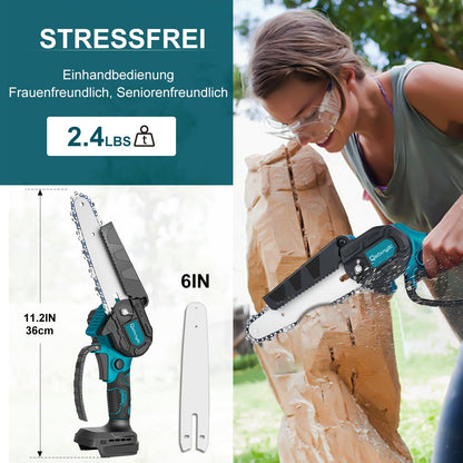 FYJUL Mini Kettensäge 6 Zoll, bürstenlos, für Makita 18V, ohne Akku