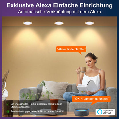 DUSKTEC LED Einbaustrahler RGB CCT Smart Dimmbar 230V 4er Set