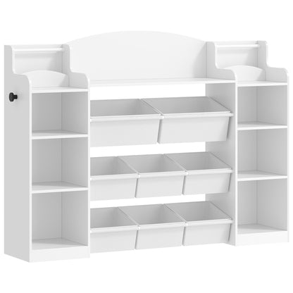 Hzuaneri Kinderregal aus Holz mit 8 Stoffschubladen, weiss, 140 cm