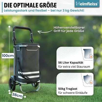 Heimfleiss Einkaufstrolley klappbar mit Kühlfach, 56 L, 50 kg