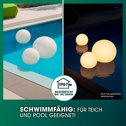 EASYmaxx LED Solarleuchte Dekokugel 3er-Set mit Fernbedienung