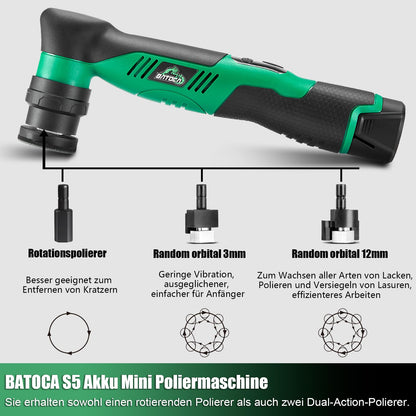 BATOCA S5 Mini Akku Poliermaschine, Rotations- und Exzenterpolierer