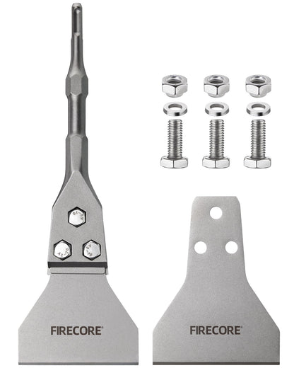Firecore SDS Plus Bodenschaber-Set 300 x 100 mm mit Ersatzspatel – Stahlschaber für SDS-Plus-Hammer