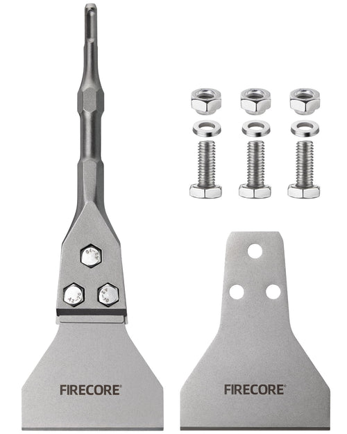 Firecore SDS Plus Bodenschaber-Set 300 x 100 mm mit Ersatzspatel – Stahlschaber für SDS-Plus-Hammer