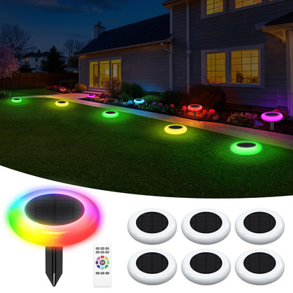 INTELAMP Solarleuchten Garten 6 Stück RGB Warmweiss mit Fernbedienung