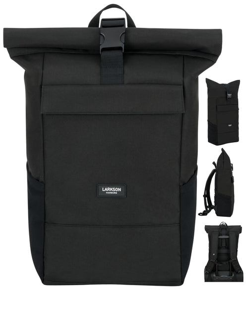 LARKSON No 4 Rolltop Rucksack schwarz mit Laptopfach bis 16 Zoll