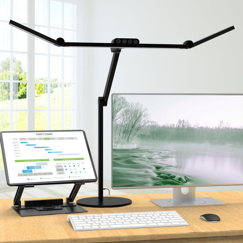 Lumistar Schreibtischlampe LED 1500lm Tageslicht – Dimmbar mit Sockel. Liefert 1500lm dimmbares Tageslicht zum Arbeiten.