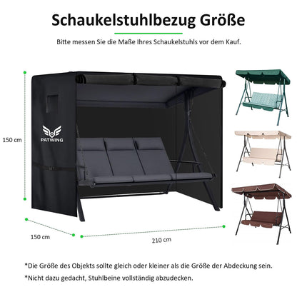 PATWING Hollywoodschaukel Abdeckung 3-4 Sitzer 600D wasserdicht