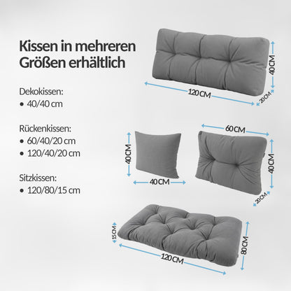 POKAR Palettenkissen 2er Set Sitzkissen 120x80 + Rückenkissen, Grün
