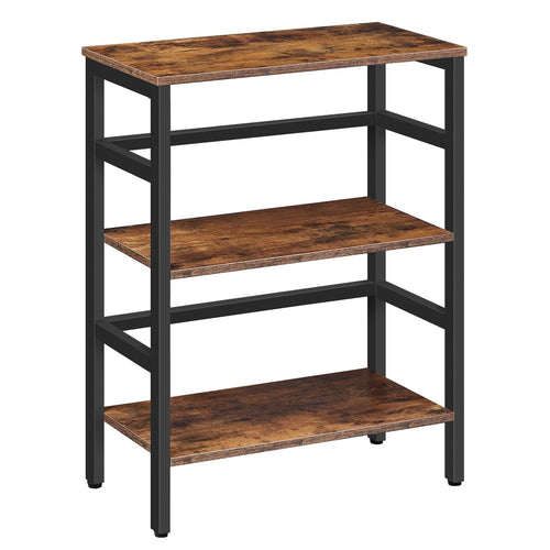 HOOBRO Leiterregal EBF86CJ01G1 – 3 Ebenen Standregal Industriestil. Dunkles Regal zur Aufbewahrung von Büchern und Dekoartikeln.
