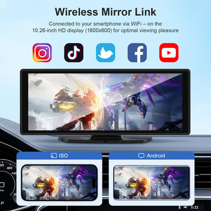 DriveView 10,26 Zoll Wireless Carplay/AA Display + 4K Dashcam