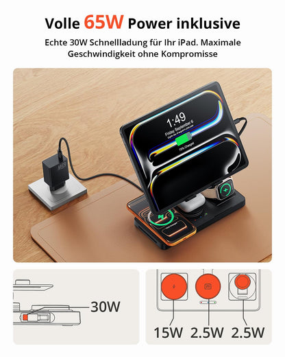 GEEKERA 4-in-1 Ladestation für Apple mit 65 W Netzteil, schwarz