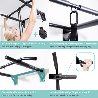PULLUP & DIP Klimmzugstange Wand Multigriff Profi
