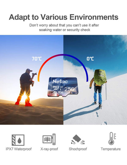 Netac Micro SD Karte 256GB A1 U1 C10 V10 UHS-I für Kamera und Switch