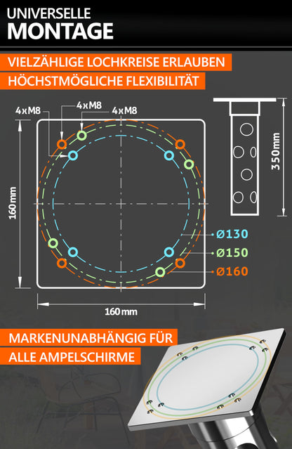 4smile Bodenanker Ampelschirm zum Einbetonieren - Edelstahl