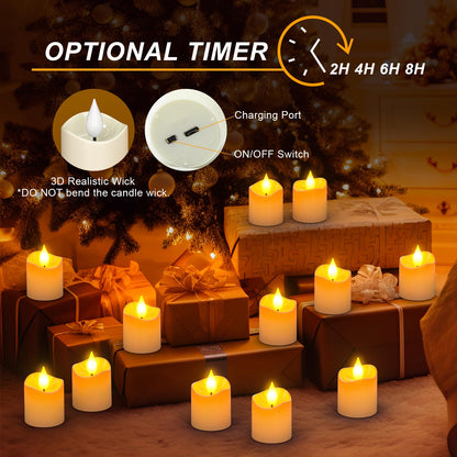 SoulBay LED Teelichter aufladbar mit Ladestation, 12 Stück